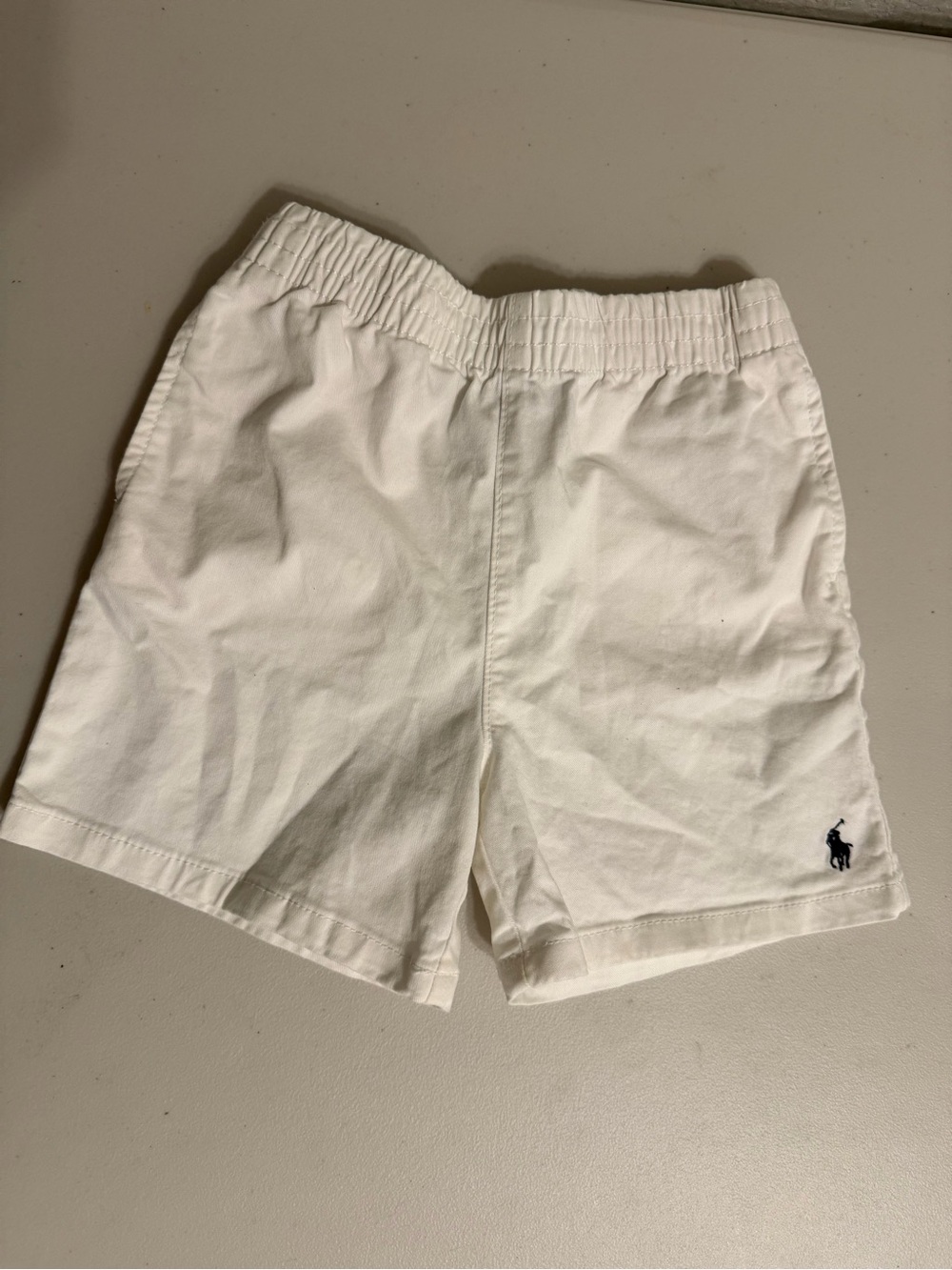 Ralph Lauren White Elastic-Waist Men’s Flat Front Shorts